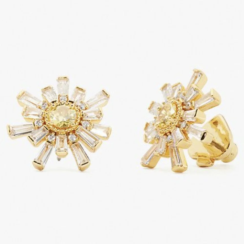 NWT Kate Spade Sunny Studs - Gold/Clear/Yellow